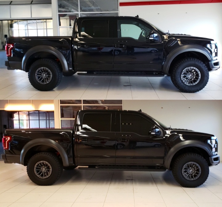 Black pickup truck at the Tint X shop